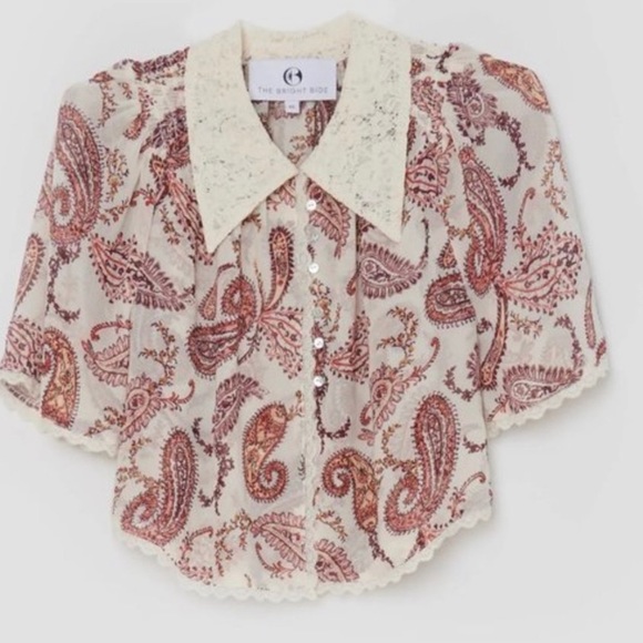 The Bright Side Morning Light Paisley Crop Top NWT - Picture 4 of 5